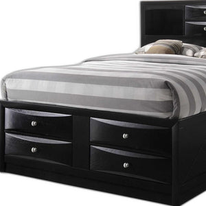 Homeroots Black Multii-drawer Wood Platform King  Bed With Pull Out Tray  Wood 376950