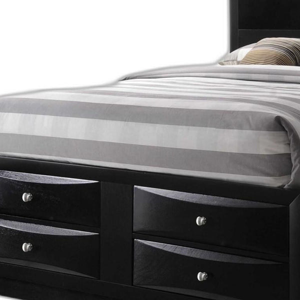 Homeroots Black Multii-drawer Wood Platform King  Bed With Pull Out Tray  Wood 376950