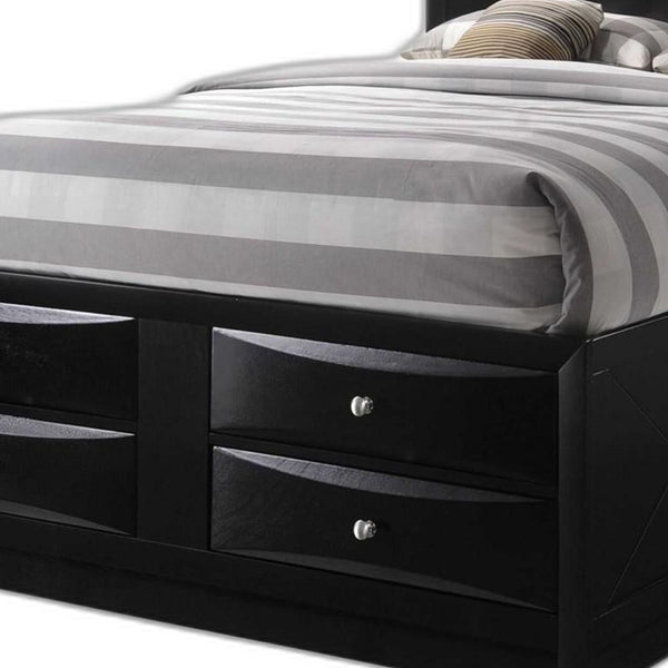 Homeroots Black Multii-drawer Wood Platform King  Bed With Pull Out Tray  Wood 376950