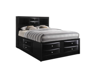 Homeroots Black Multii-drawer Wood Platform King  Bed With Pull Out Tray  Wood 376950