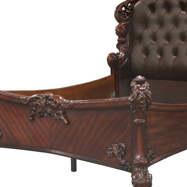 Homeroots Cherry And Cherry Blossom Pink Tufted Upholstered Faux Leather No Bed  Wood 376951