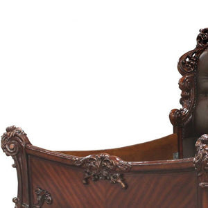 Homeroots Dark Brown Tufted Upholstered Faux Leather Bed Frame  Wood 376952