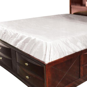 HomeRoots Espresso Wood Queen Bed Frame with Bookcase Headboard & Under-Bed Drawers for Organized Comfort 376954