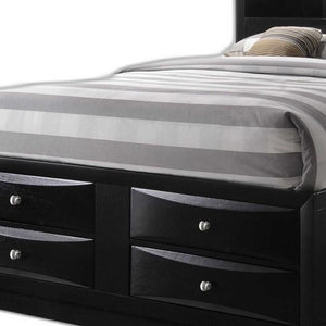 Homeroots Black Wood Queen With Ten Drawers Bed Frame  Wood 376955