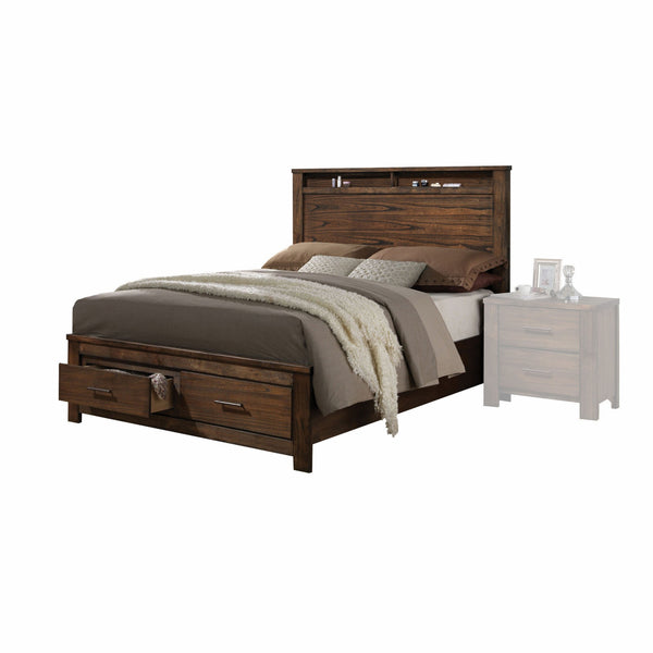 Homeroots Brown And Black Upholstered Bed  Wood 376956