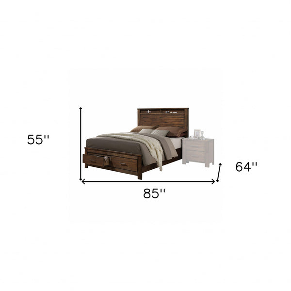 Homeroots Brown And Black Upholstered Bed  Wood 376956