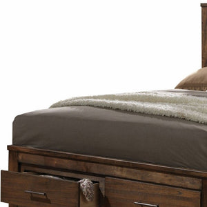 Homeroots Brown And Black Upholstered Bed  Wood 376956
