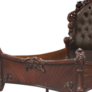 Homeroots Dark Brown And Cherry Blossom Pink Tufted Upholstered Faux Leather No Bed  Wood 376957