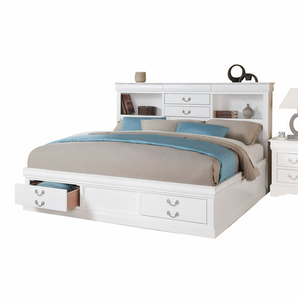 Homeroots White Wood Queen Bed Frame  Wood 376958