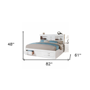 Homeroots White Wood Queen Bed Frame  Wood 376958