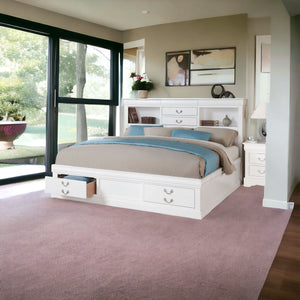 Homeroots White Wood Queen Bed Frame  Wood 376958