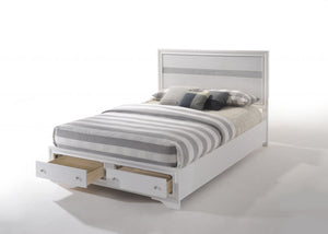 Homeroots White And Gray Wood Queen With Two Drawers Bed Frame  Cotton 376959