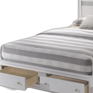 Homeroots White And Gray Wood Queen With Two Drawers Bed Frame  Cotton 376959