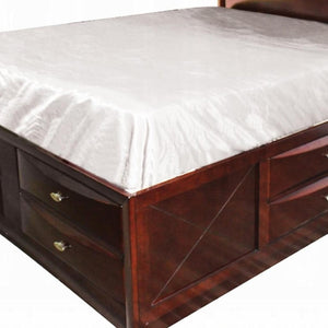 HomeRoots Espresso Wood Full Bed Frame with Built-In Bookcase Headboard and Storage Drawers for Modern Bedrooms 376963