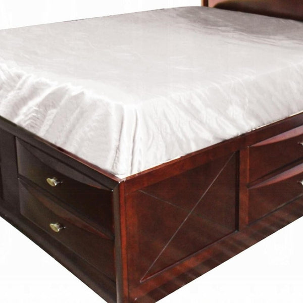 HomeRoots Espresso Wood Full Bed Frame with Built-In Bookcase Headboard and Storage Drawers for Modern Bedrooms 376963