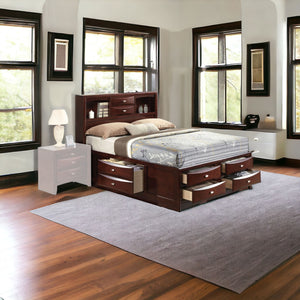 Homeroots Espresso Multi-drawer Wood Platform Full Bed With Pull Out Tray  Wood 376963
