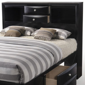 Homeroots Black Wood Full With Ten Drawers Bed Frame  Manufactured Wood 376964