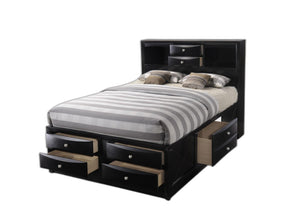 Homeroots Black Wood Full With Ten Drawers Bed Frame  Manufactured Wood 376964