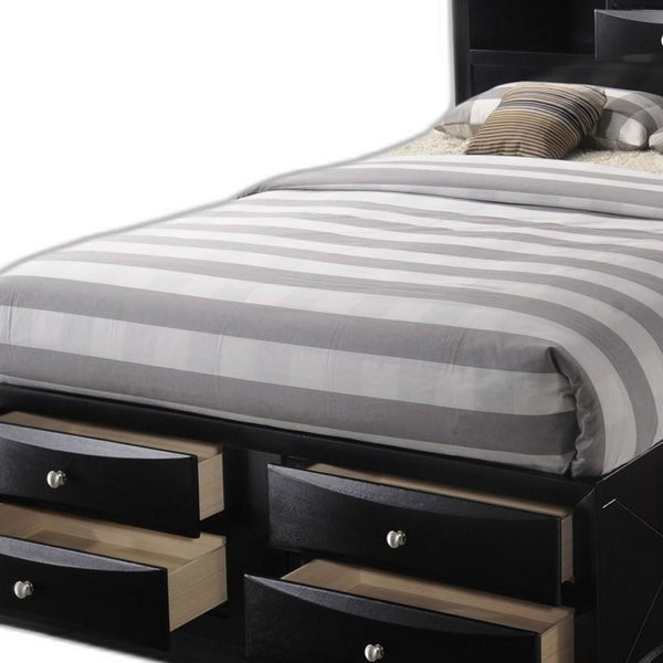 Homeroots Black Wood Full With Ten Drawers Bed Frame  Manufactured Wood 376964
