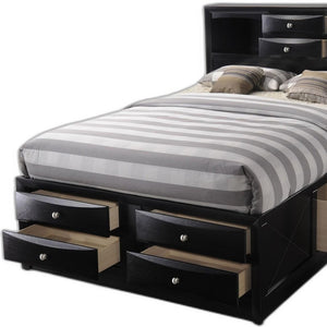 Homeroots Black Wood Full With Ten Drawers Bed Frame  Manufactured Wood 376964