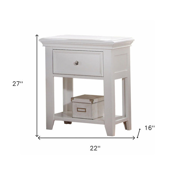 Homeroots 27" White One Drawer Nightstand   376965