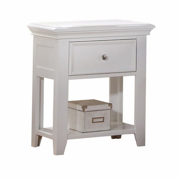 Homeroots 27" White One Drawer Nightstand   376965
