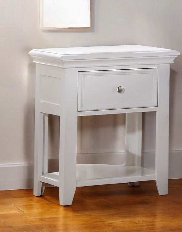Homeroots 27" White One Drawer Nightstand   376965