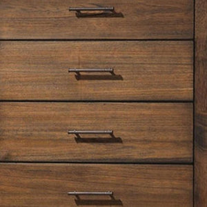 Homeroots 48" Oak Finish 5 Drawer Chest Dresser With Brass Metal Hardware  Solid Wood 376967