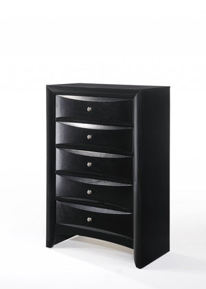 Homeroots 32" Black Solid Wood Five Drawer Standard Chest  Solid Wood 376971