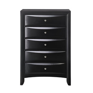 Homeroots 32" Black Solid Wood Five Drawer Standard Chest  Solid Wood 376971