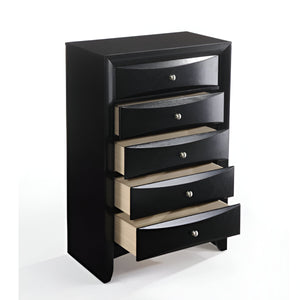 Homeroots 32" Black Solid Wood Five Drawer Standard Chest  Solid Wood 376971