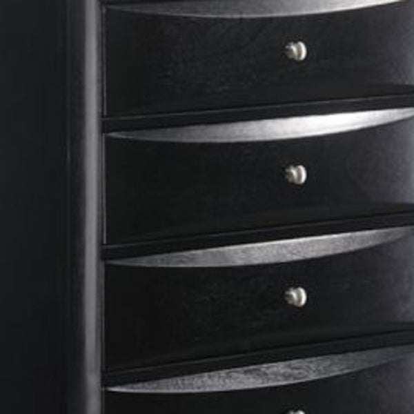 Homeroots 32" Black Solid Wood Five Drawer Standard Chest  Solid Wood 376971
