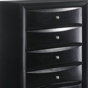 Homeroots 32" Black Solid Wood Five Drawer Standard Chest  Solid Wood 376971