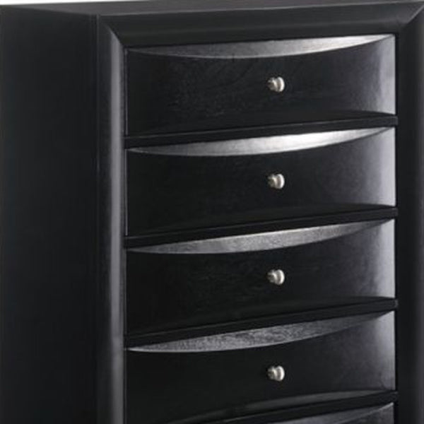 Homeroots 32" Black Solid Wood Five Drawer Standard Chest  Solid Wood 376971