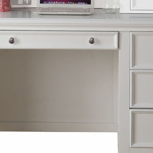 HomeRoots White Wood Computer Desk with Ample Storage, Elegant Design & Keyboard Drawer for Home Office Use 376973