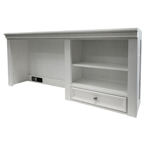 White Wood Computer Hutch with Built-in Storage Shelf and Organizer Drawer