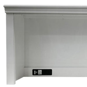 White Wood Computer Hutch with Built-in Storage Shelf and Organizer Drawer