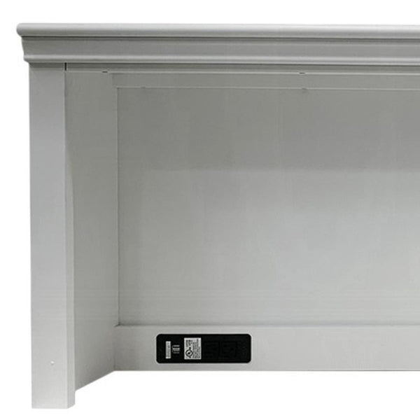 White Wood Computer Hutch with Built-in Storage Shelf and Organizer Drawer