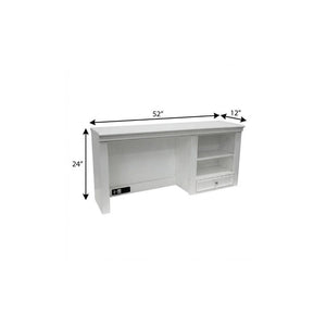 White Wood Computer Hutch with Built-in Storage Shelf and Organizer Drawer