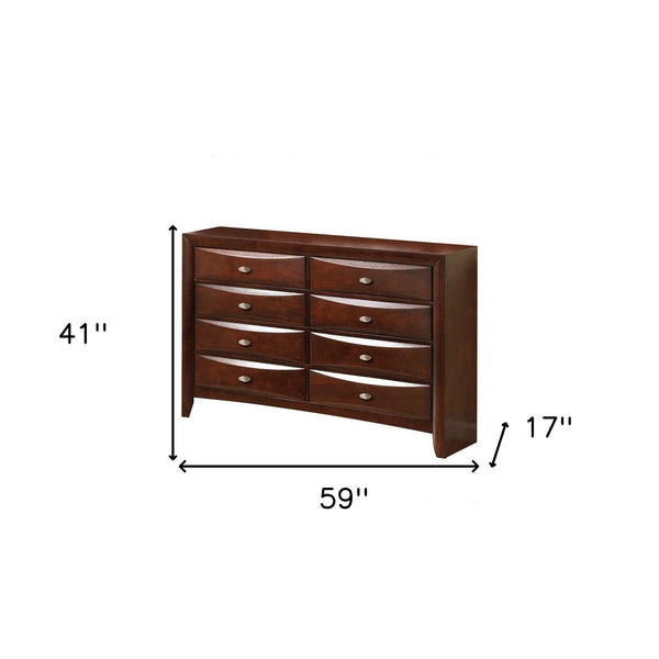 Homeroots 41" Espresso Wood Finish Dresser With 8 Drawers  Solid Wood 376976