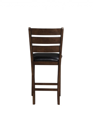 Homeroots Set Of Two 41" Black And Brown Faux Leather And Solid Wood Counter Height Bar Chairs   376979