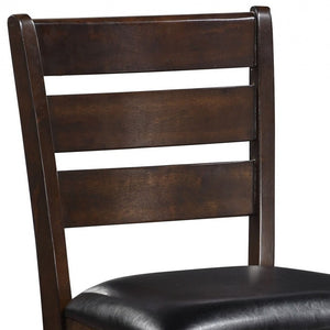 Homeroots Set Of Two 41" Black And Brown Faux Leather And Solid Wood Counter Height Bar Chairs   376979