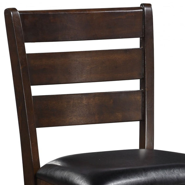 Homeroots Set Of Two 41" Black And Brown Faux Leather And Solid Wood Counter Height Bar Chairs   376979