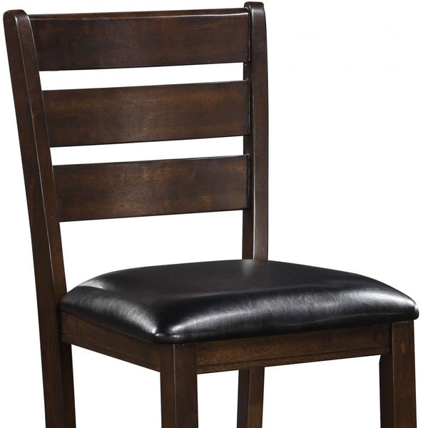 Homeroots Set Of Two 41" Black And Brown Faux Leather And Solid Wood Counter Height Bar Chairs   376979