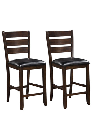 Homeroots Set Of Two 41" Black And Brown Faux Leather And Solid Wood Counter Height Bar Chairs   376979