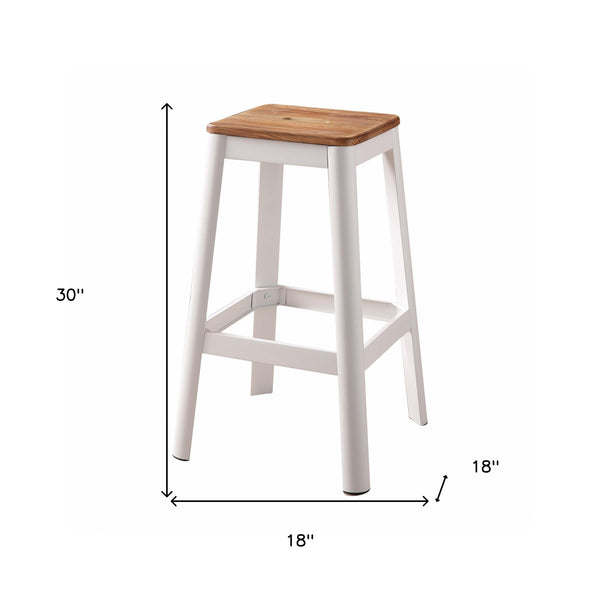 Homeroots 30" Brown And White Metal Backless Counter Height Bar Chair  Metal 376986