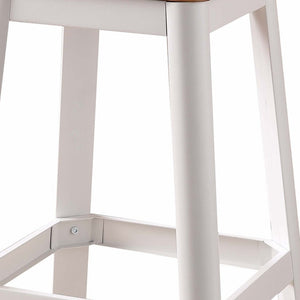 Homeroots 30" Brown And White Metal Backless Counter Height Bar Chair  Metal 376986