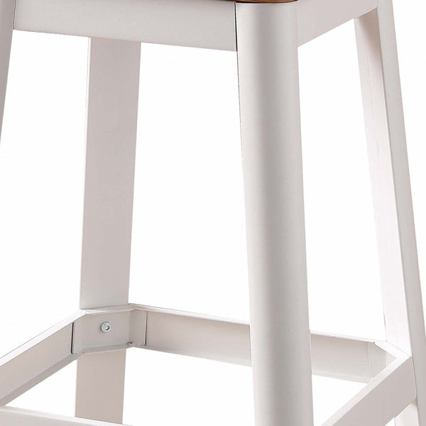 Homeroots 30" Brown And White Metal Backless Counter Height Bar Chair  Metal 376986