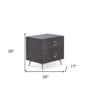 Homeroots 20" Silver And Espresso End Table With Two Drawers   376996