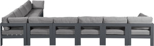 Meridian Furniture Nizuc Ten Piece Outdoor Modular Sectional with Water Resistant Fabric and Aluminum Frame 376Grey-Sec10A